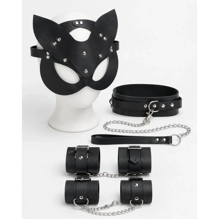 Siyah Maske Tasma Kelepçe Harness 4lü Set Premium Konsept Aksesuar