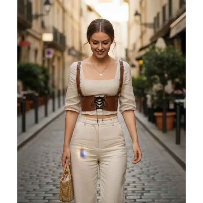 Taba Kadın Kemer Bağcıklı Geniş Korse Detaylı - Brf1429