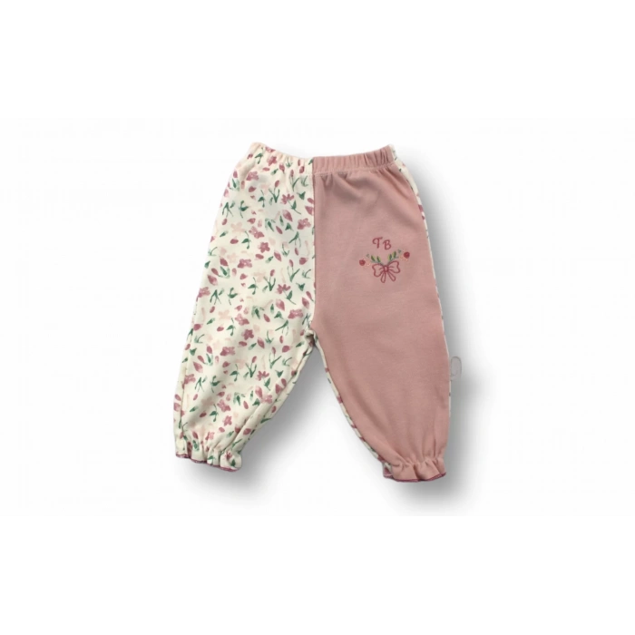 Tb Çiçek Nakışlı Şapkalı Uzun Kollu Sweatli 3lü Kız Bebek Takımı Ekru