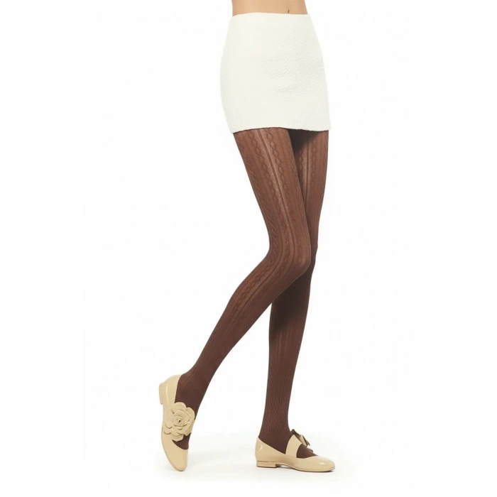 Vog Kadın Kalın Desenli Külotlu 711 Kahve 1