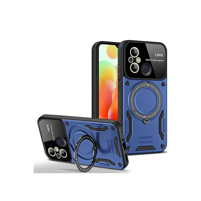 Xiaomi Redmi 12C Kılıf Joy Lens Standlı Kapak - Lacivert