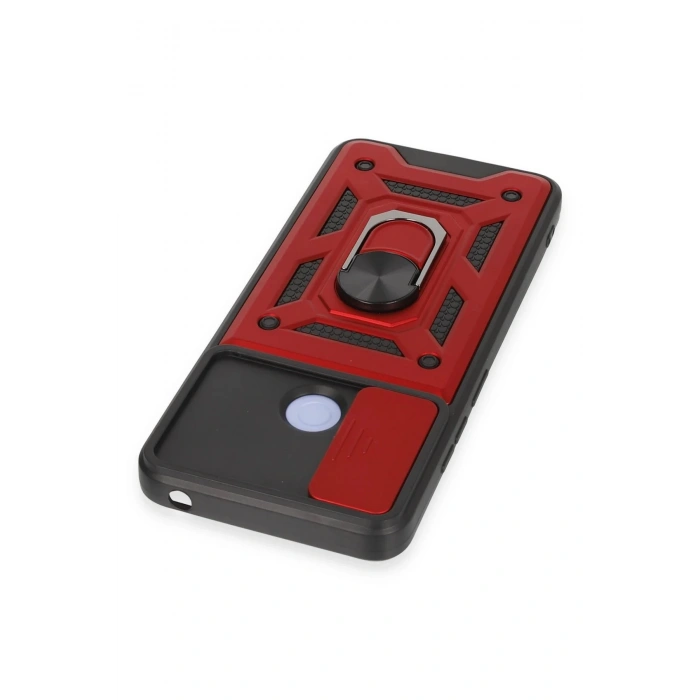 Xiaomi Redmi 12C Kılıf Pars Lens Yüzüklü Silikon - Kırmızı