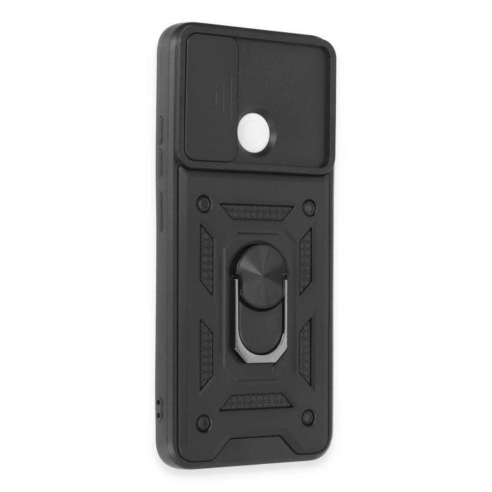 Xiaomi Redmi 12C Kılıf Pars Lens Yüzüklü Silikon - Siyah