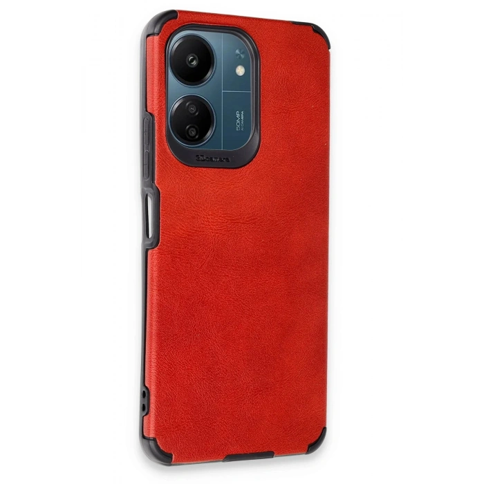 Xiaomi Redmi 13C Kılıf Loop Deri Silikon - Kırmızı