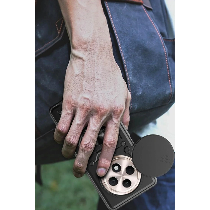 Xiaomi Redmi 14C Kılıf Pars Lens Yüzüklü Silikon - Kırmızı