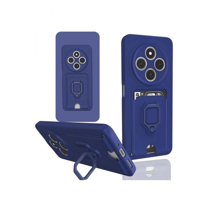 Xiaomi Redmi 14C Kılıf Zuma Kartvizitli Yüzüklü Silikon - Lacivert