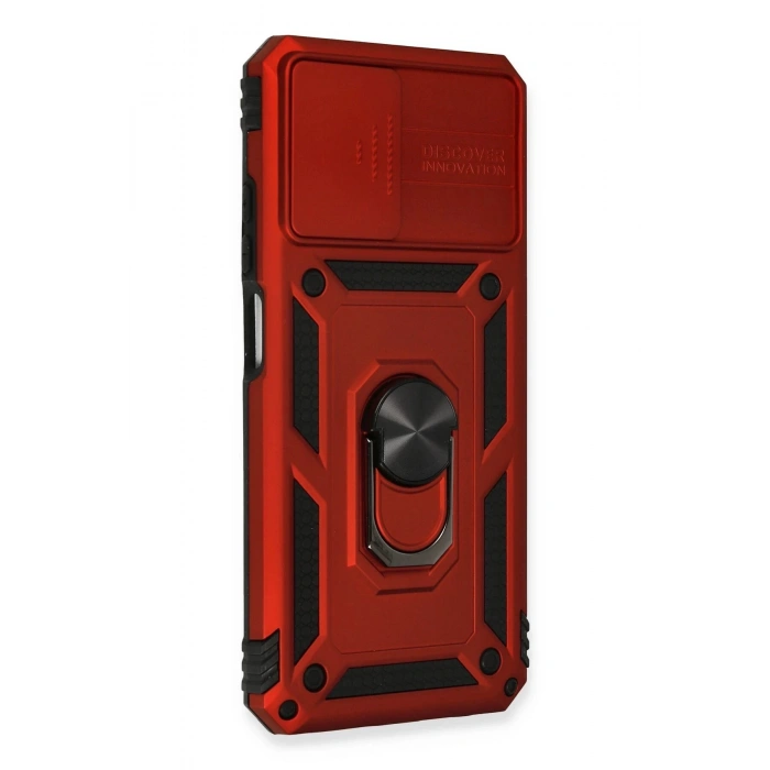 Xiaomi Redmi Note 10 Kılıf Pars Lens Yüzüklü Silikon - Kırmızı