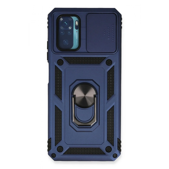 Xiaomi Redmi Note 10 Kılıf Pars Lens Yüzüklü Silikon - Lacivert