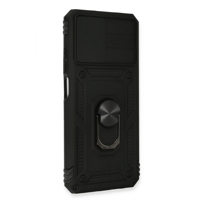 Xiaomi Redmi Note 10 Kılıf Pars Lens Yüzüklü Silikon - Siyah