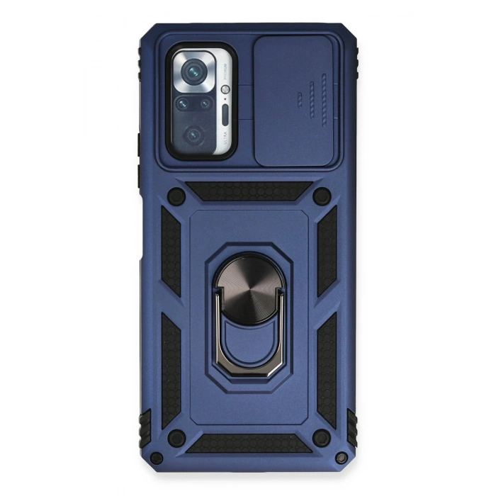 Xiaomi Redmi Note 10 Pro Kılıf Pars Lens Yüzüklü Silikon - Lacivert