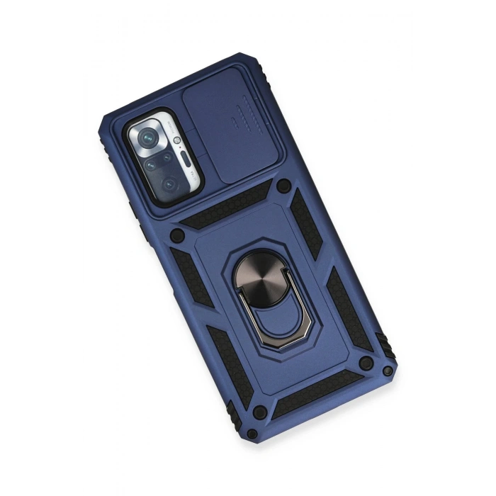 Xiaomi Redmi Note 10 Pro Kılıf Pars Lens Yüzüklü Silikon - Lacivert