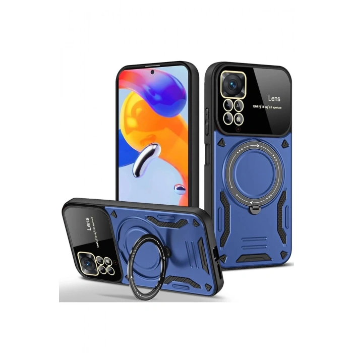Xiaomi Redmi Note 11 Pro Kılıf Joy Lens Standlı Kapak - Lacivert