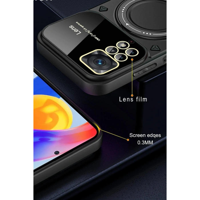 Xiaomi Redmi Note 12 Pro 4G Kılıf Joy Lens Standlı Kapak - Koyu Yeşil