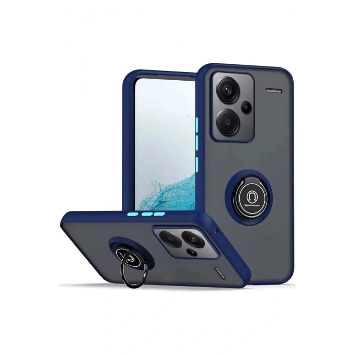 Xiaomi Redmi Note 13 Pro Plus Kılıf Montreal Yüzüklü Silikon Kapak - Lacivert
