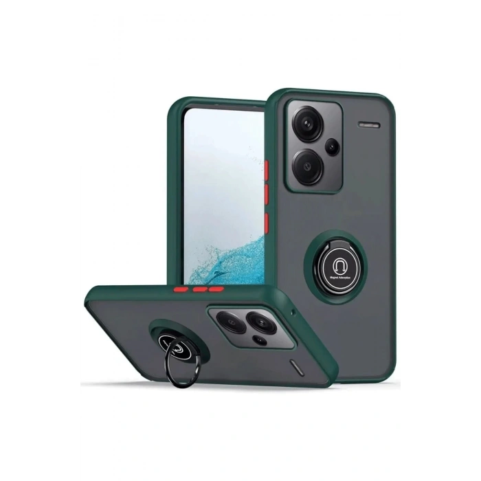 Xiaomi Redmi Note 13 Pro Plus Kılıf Montreal Yüzüklü Silikon Kapak - Yeşil