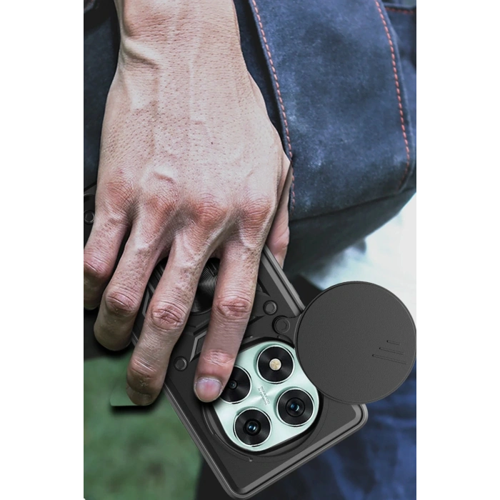 Xiaomi Redmi Note 14 Pro 4G Kılıf Pars Lens Yüzüklü Silikon - Kırmızı