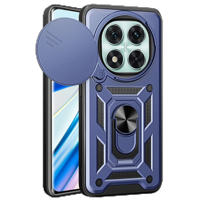 Xiaomi Redmi Note 14 Pro 4G Kılıf Pars Lens Yüzüklü Silikon - Lacivert