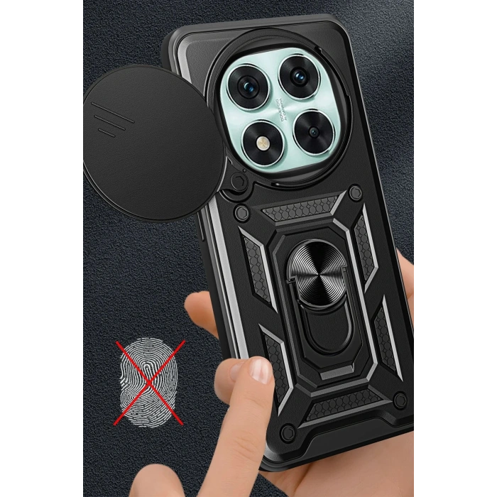 Xiaomi Redmi Note 14 Pro 5G Kılıf Pars Lens Yüzüklü Silikon - Kırmızı