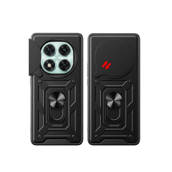 Xiaomi Redmi Note 14 Pro 5G Kılıf Pars Lens Yüzüklü Silikon - Kırmızı