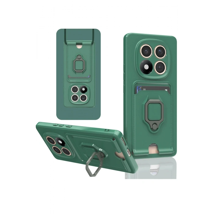 Xiaomi Redmi Note 14 Pro Plus Kılıf Zuma Kartvizitli Yüzüklü Silikon - Yeşil