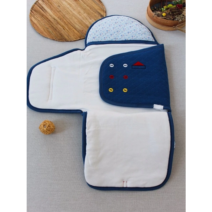 Yenidoğanaçılır Kucaklı Smokin Aklı Erkek Bebek Kundak Mavi