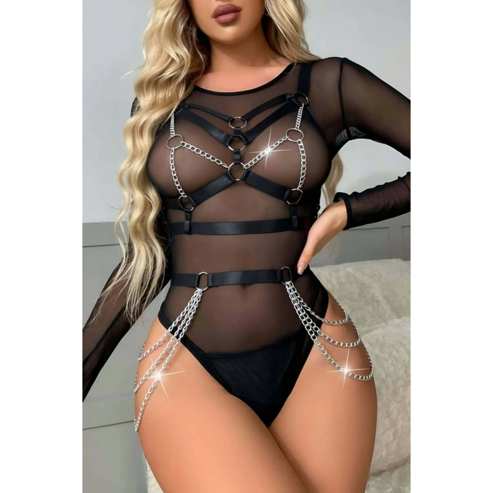 Zincir Detaylı Şık Kemer Büstiyer Takım - Brf795