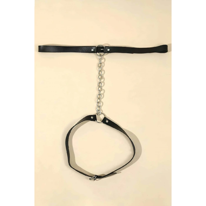 Zincirli Ayarlanabilir Şık Deri Jartiyer Harness - Brf961