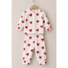 3-12 Ay Kalp Baskılı Çıtçıtlı Penye Bebek Pijama Takımı