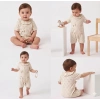 3/12 Ay Yakalı Fiyonklu Jakar Kumaş Bebek Tulumu