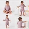 3/12 Ay Yakalı Fiyonklu Jakar Kumaş Bebek Tulumu