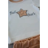 3-6 6-9 9-12 Ay Full Star Nakışlı Şapkalı Uzun Kollu Sweat 3lü Erkek Bebek Takımı