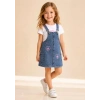 3/7 Yaş Etekli Denim Salopet Çocuk Takımı