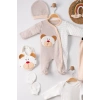 Ayıcık Nakışlı Tulumlu % 100 Pamuk Erkek Bebek 5li Set