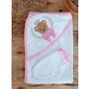Bear Nakışlı Pareolu 4lü Kız Bebek Havlu Silgi Takımı Pembe