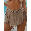 Bej Bikini Üstü Deniz Kabuklu Püsküllü Pareo,beachwear,bikini Üstü El Emeği Plaj Eteği,bohem Etek