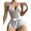 Beyaz Dantel İşlemeli Kurdelalı Fantezi Tül Babydoll