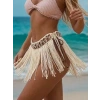 Ekru Bikini Üstü Deniz Kabuklu Püsküllü Pareo,beachwear,bikini Üstü El Emeği Plaj Eteği,bohem Etek