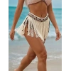 Ekru Bikini Üstü Deniz Kabuklu Püsküllü Pareo,beachwear,bikini Üstü El Emeği Plaj Eteği,bohem Etek