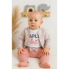 Elma Desenli Ceketli 3lü Kız Bebek Takımı