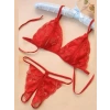 Fantezi Kırmızı Dantelli Seksi Sütyen Kilot Takım