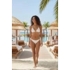 Kadın Beyaz Dantel Detaylı Pedli Boyun Ve Belden Bağlamalı Bikini Takımı