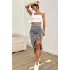 Kadın Beyaz Modern Fit Tek Omuzlu Çapraz Askılı Crop Top Büstiyer