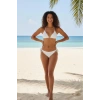 Kadın Beyaz Pedli Bel Ve Boyundan Bağlamalı Dantelli Şık Bikini Takımı