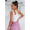 Kadın Beyaz Tek Omuz Cut Out Detaylı Crop Top Bluz
