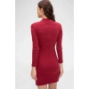 Kadın Bordo Kaşkorse Balıkçı Yaka Uzun Kollu Bodycon Mini Elbise Premium Şık Stil