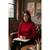 Kadın Bordo Parmak Geçmeli Uzun Kollu Body Esnek Fit Bluz