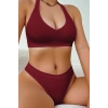 Kadın Bordo Seamless Tanga Sütyen Takım