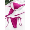 Kadın Fuşya Üçgen Bikini Takımı Yandan Bağlamalı Tangalı Canlı Renk Şık Mayo Seti