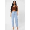 Kadın Kahverengi Modern Fit Kare Yaka Crop Top Bluz