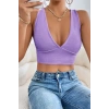 Kadın Lila Modern Fit Çapraz Sırt Detaylı Şık Crop Top Büstiyer